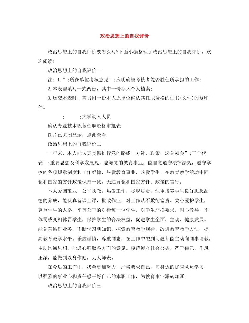 政治思想上的自我评价_第1页