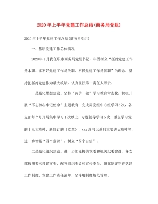 2020年上半年党建工作总结商务局党组)2)