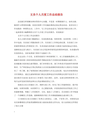 文员个人月度工作总结报告