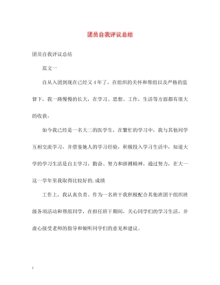 团员自我评议总结