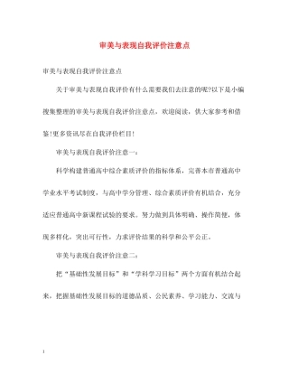 审美与表现自我评价注意点