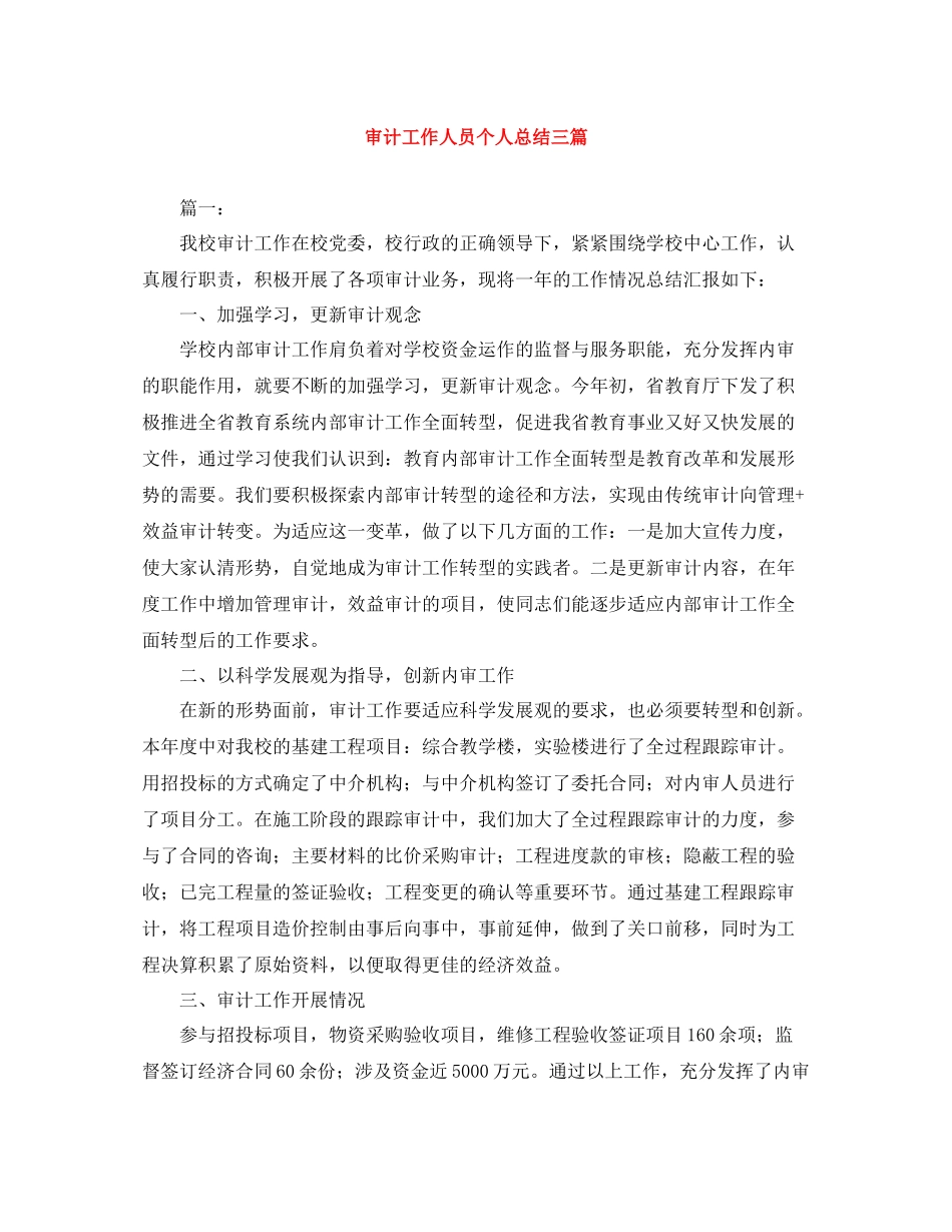 审计工作人员个人总结三篇_第1页