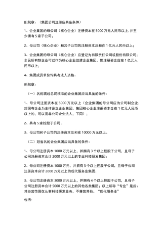 成立集团公司注册条件