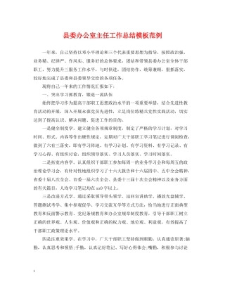 县委办公室主任工作总结模板范例