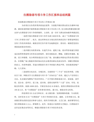 扫黑除恶专项斗争工作汇报和总结两篇