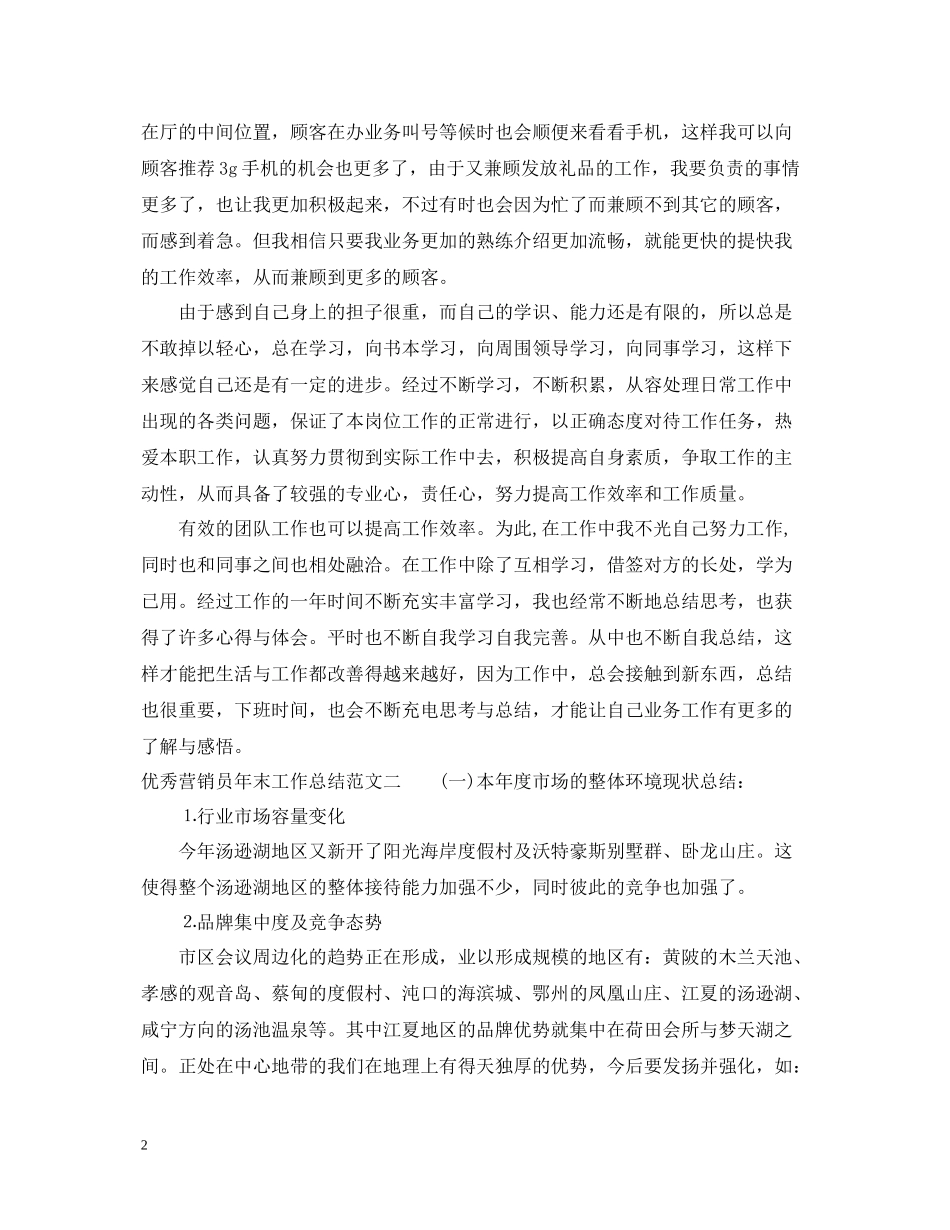 优秀营销员年末工作总结报告_第2页