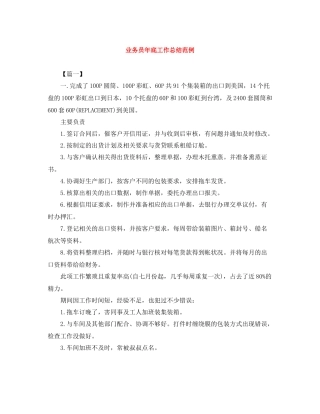 业务员年底工作总结范例