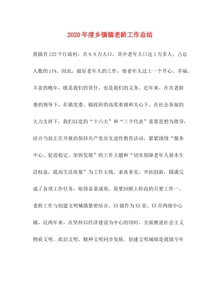 2020年度乡镇镇老龄工作总结
