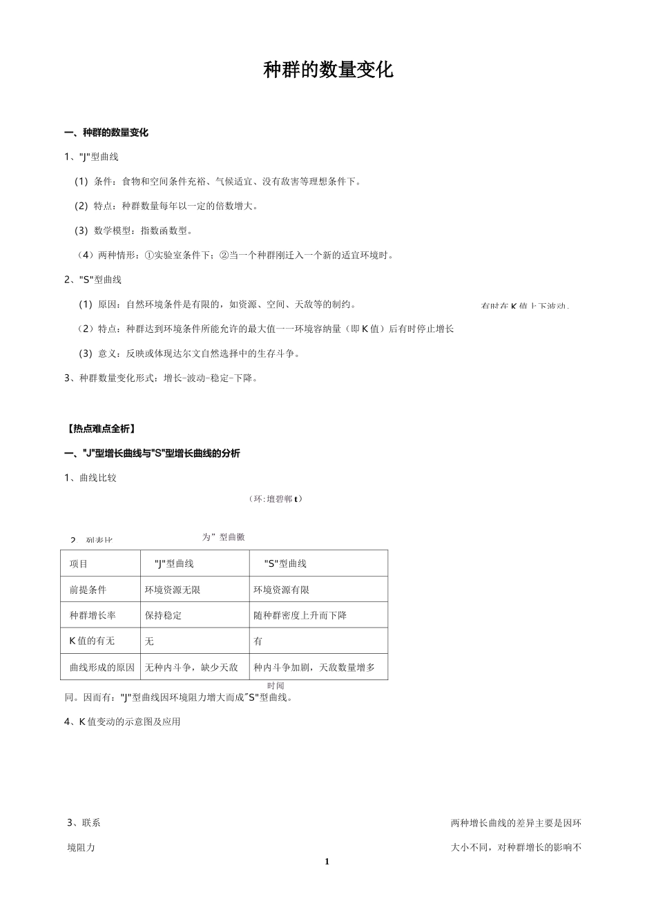 高中生物种群数量的变化学案_第1页