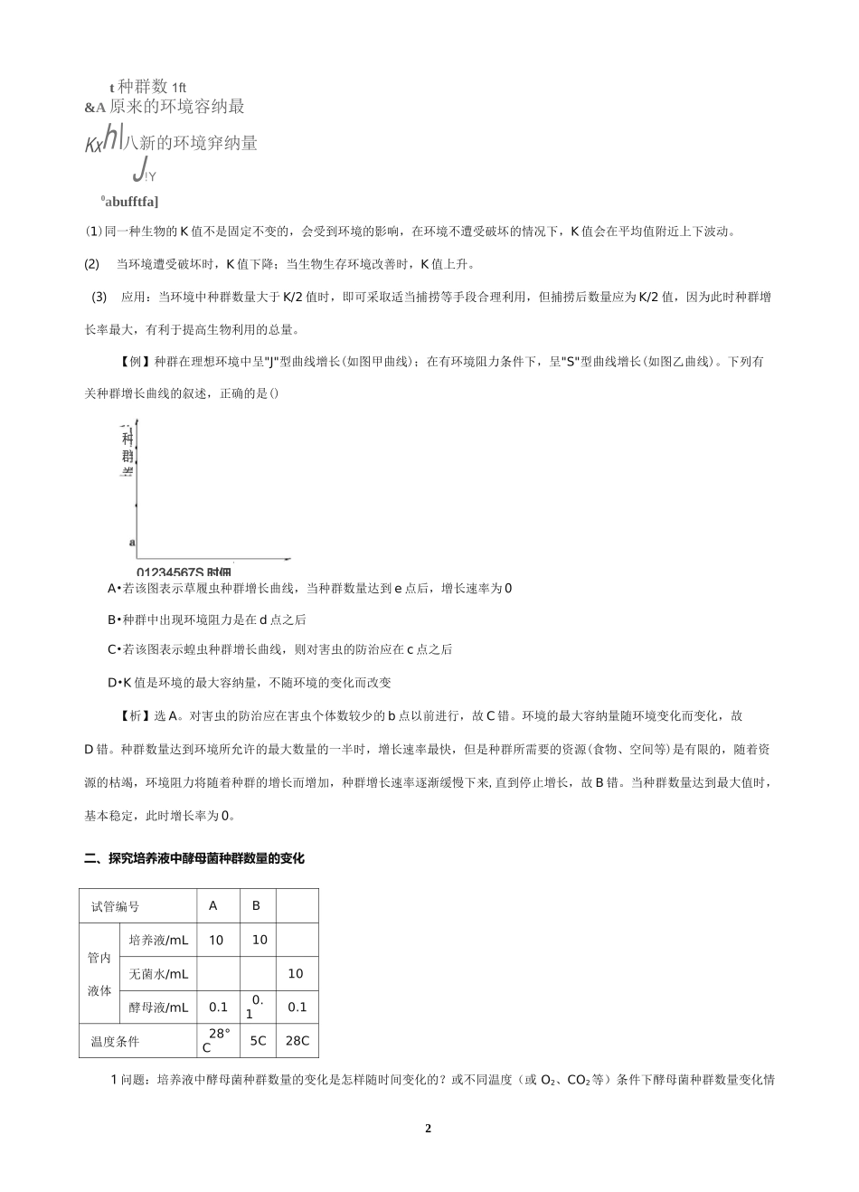 高中生物种群数量的变化学案_第2页