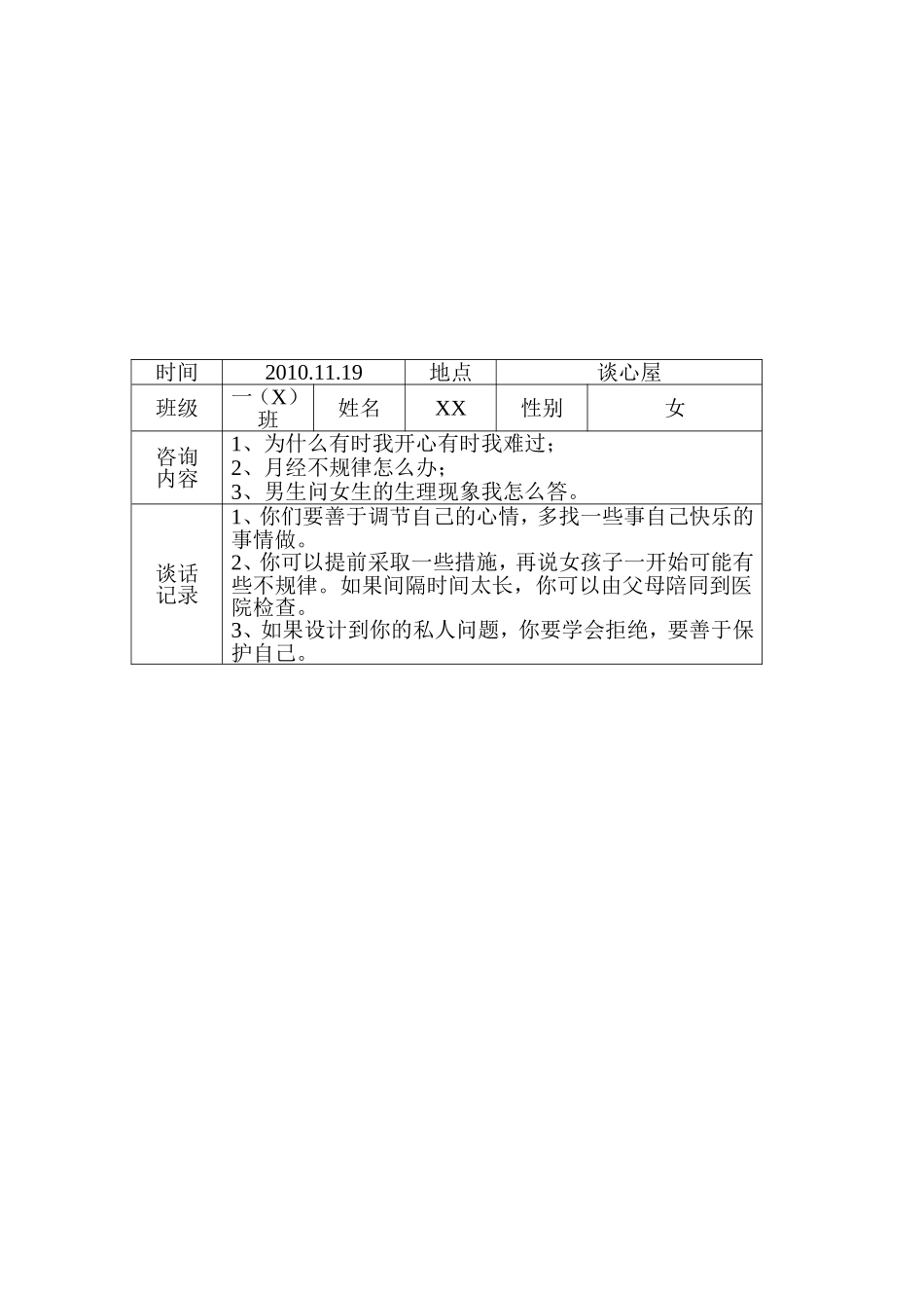 初中心理咨询记录(表格)_第2页