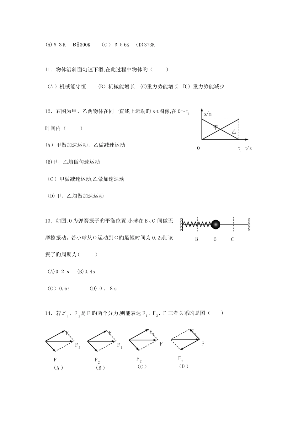 2023年上海市学业水平物理合格性考试试卷 _第3页