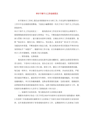 审计干部个人工作总结范文