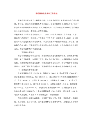 学校财务处上半年工作总结