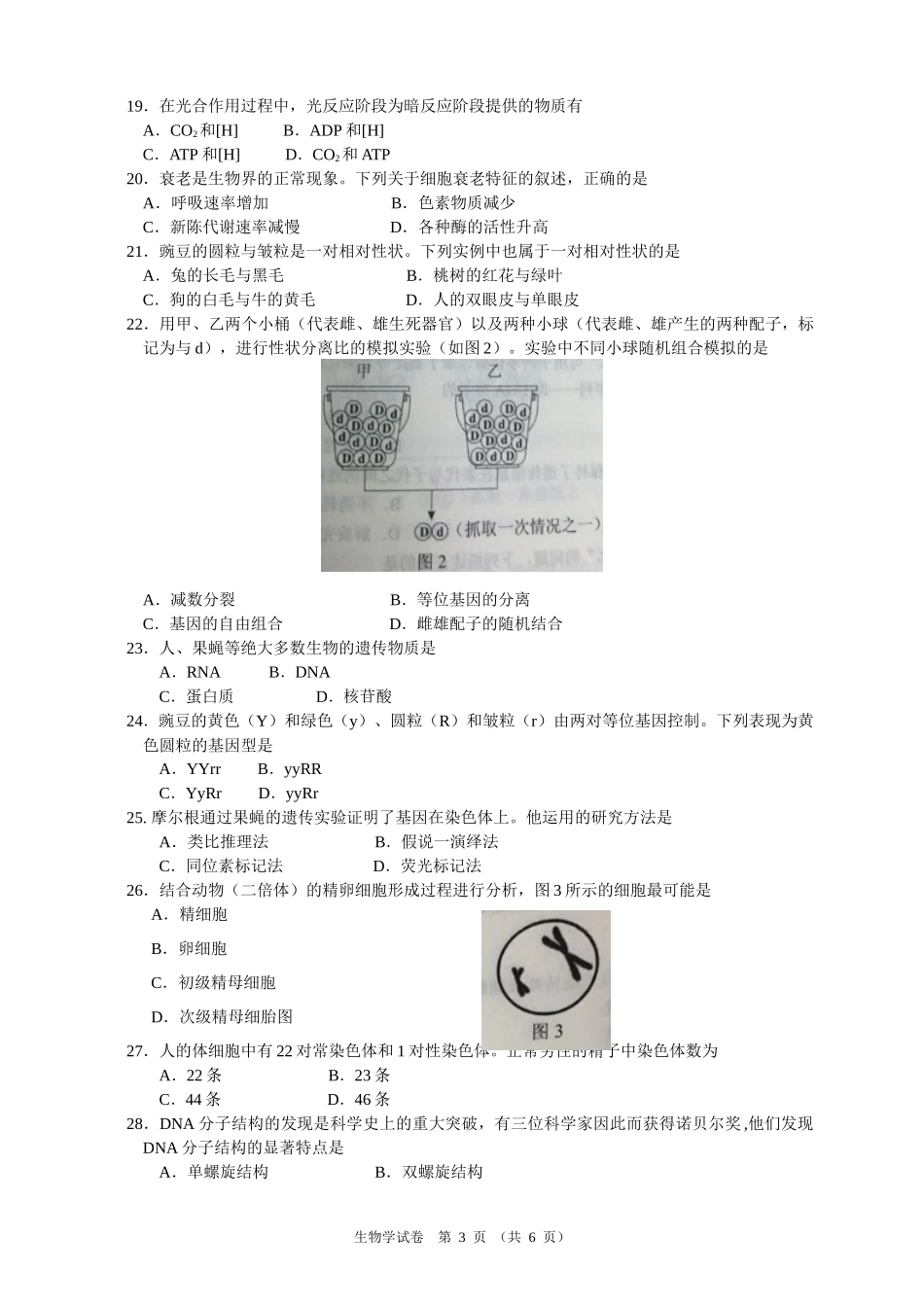 2019年湖北省普通高中学业水平合格性考试shijuan_第3页