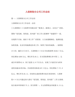 人保财险分公司工作总结2