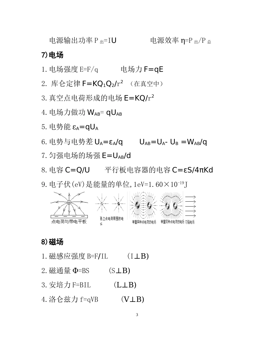 高中物理基本公式和定律_第3页