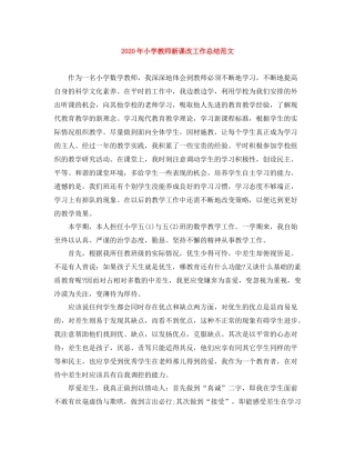 2020年小学教师新课改工作总结范文