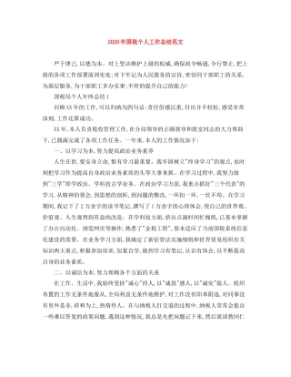 2020年国税个人工作总结范文
