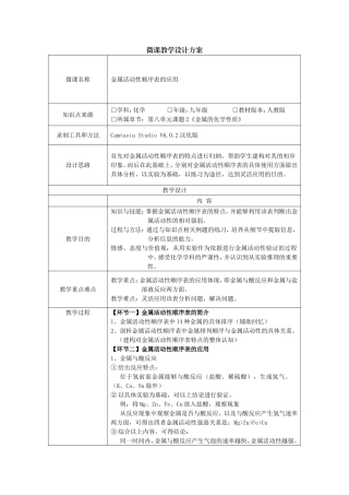 金属活动性顺序表的使用