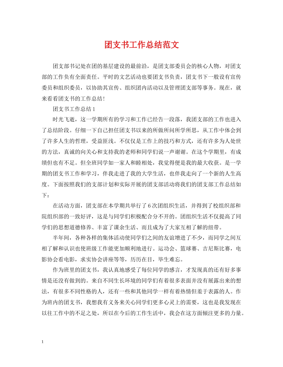 团支书工作总结范文_第1页