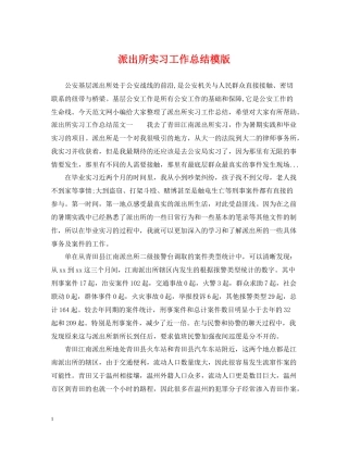 派出所实习工作总结模版