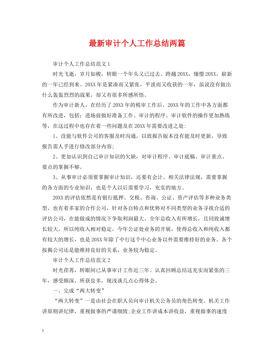 审计个人工作总结两篇_第1页
