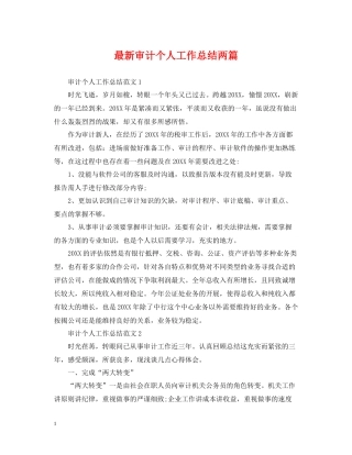 审计个人工作总结两篇