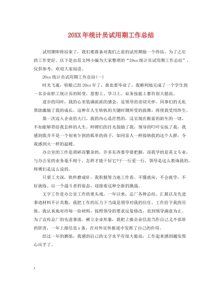 统计员试用期工作总结