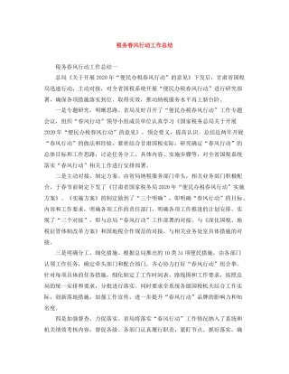 税务春风行动工作总结