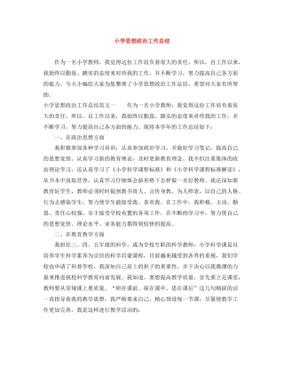 小学思想政治工作总结