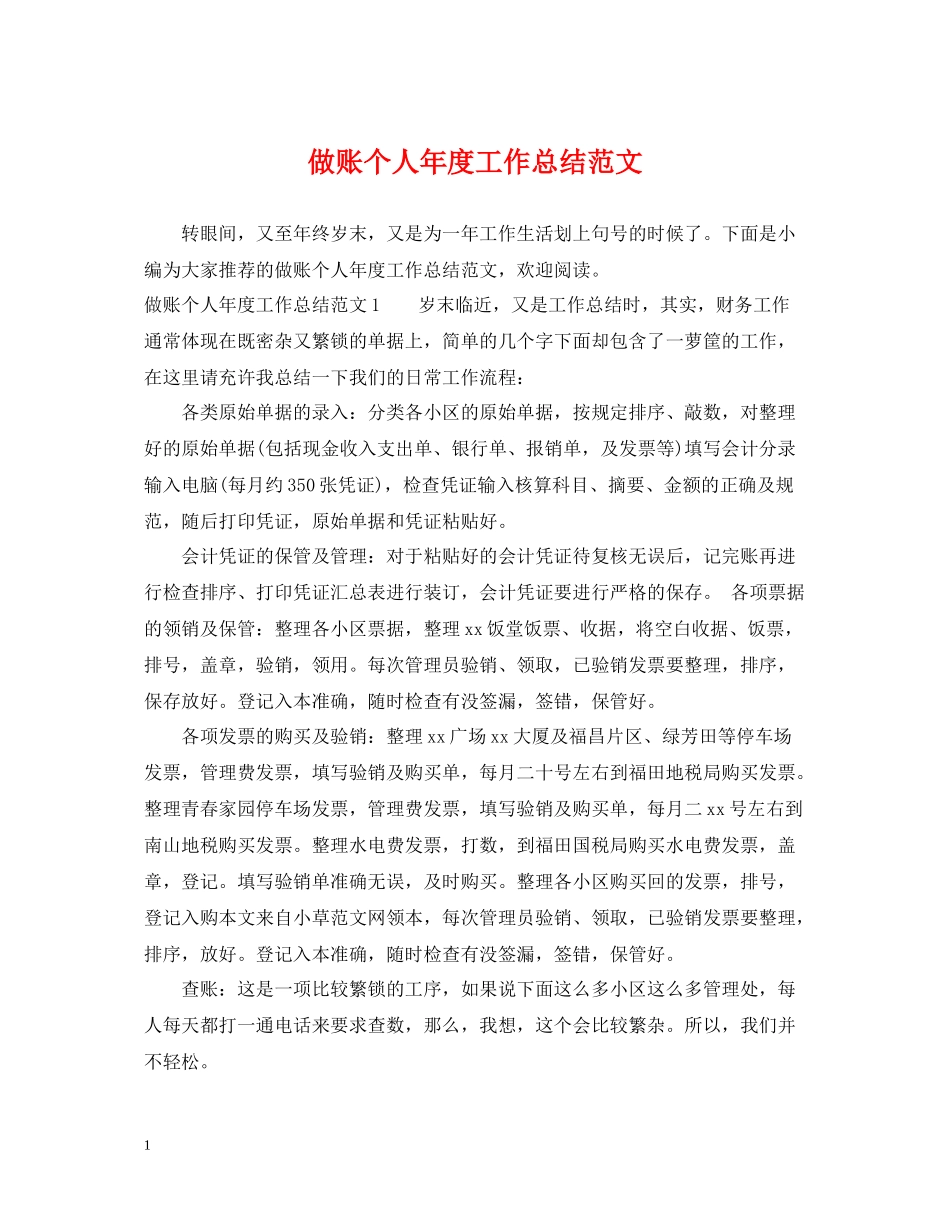 做账个人年度工作总结范文_第1页