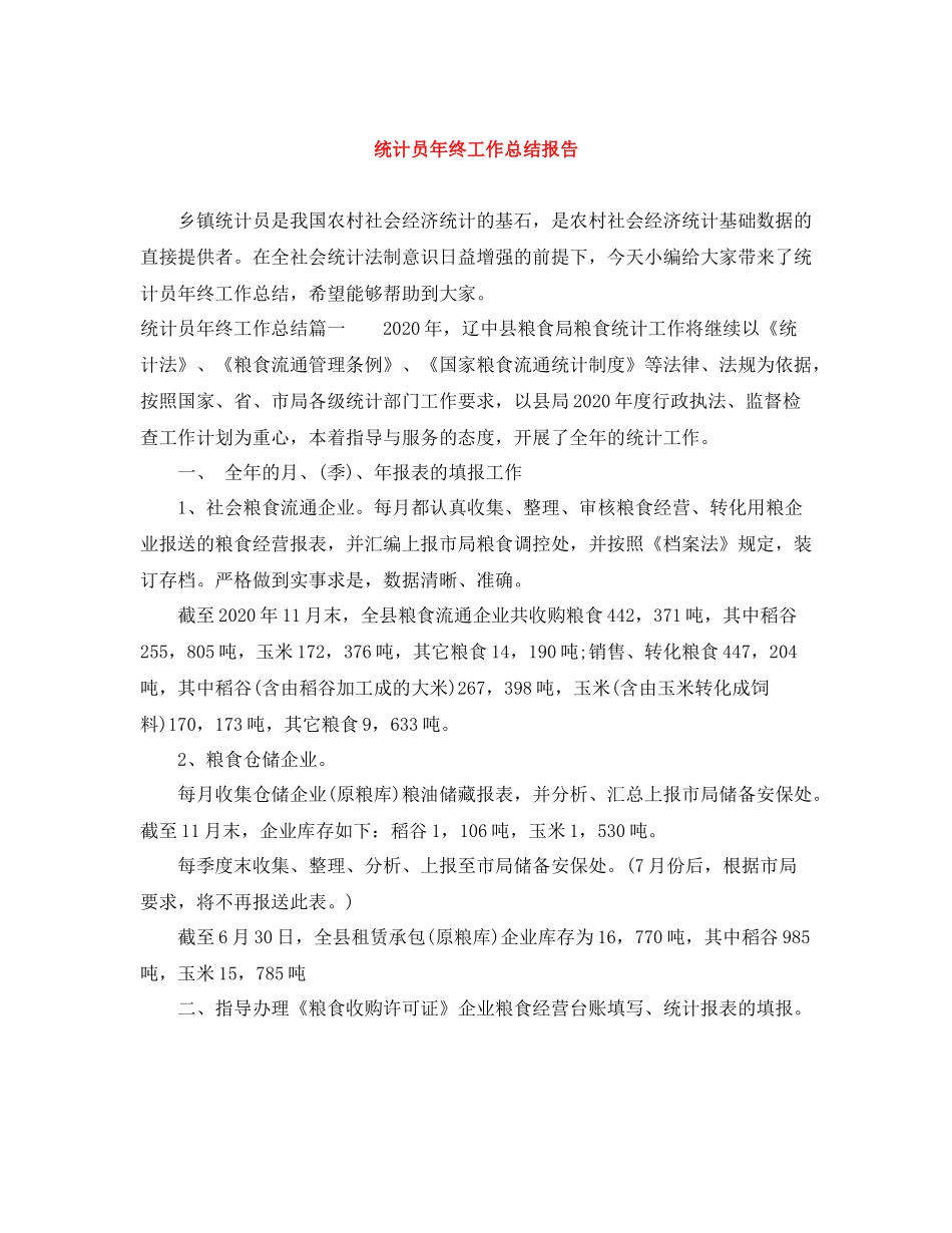 统计员年终工作总结报告_第1页