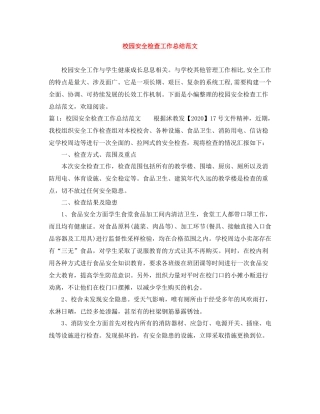 校园安全检查工作总结范文