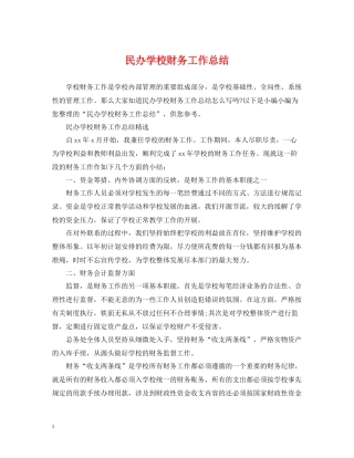 民办学校财务工作总结