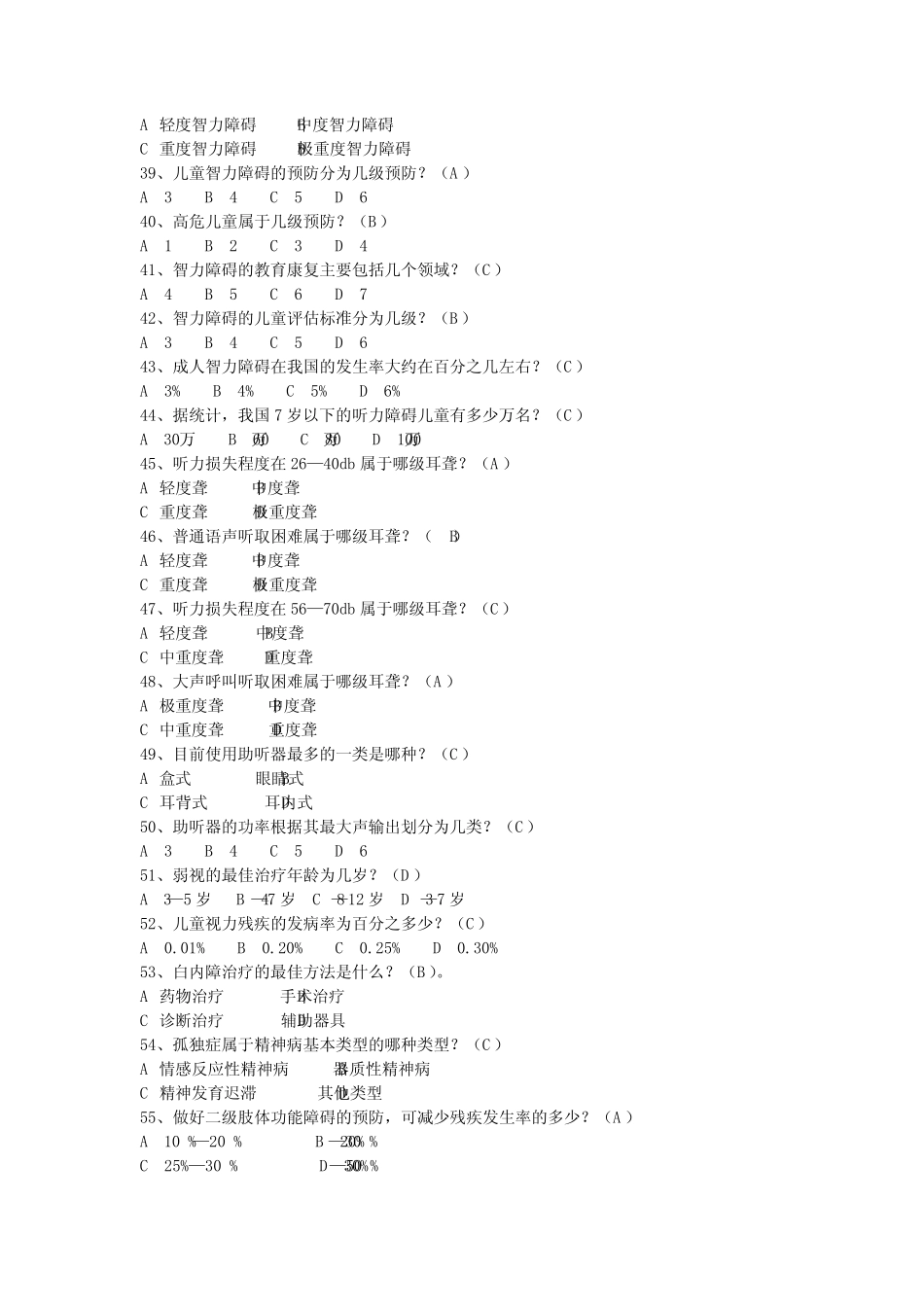 残疾人康复培训试题精品资料 _第3页