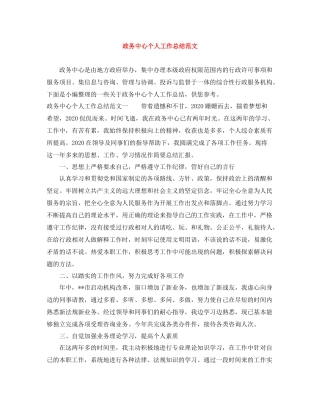 政务中心个人工作总结范文