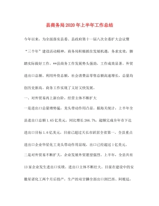县商务局年上半年工作总结22