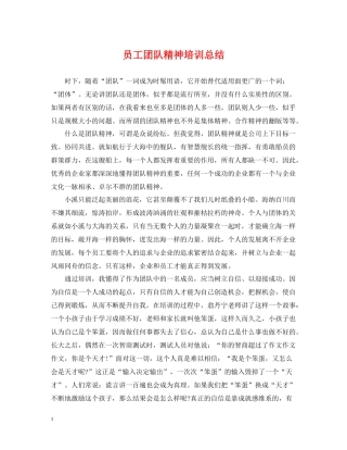 员工团队精神培训总结
