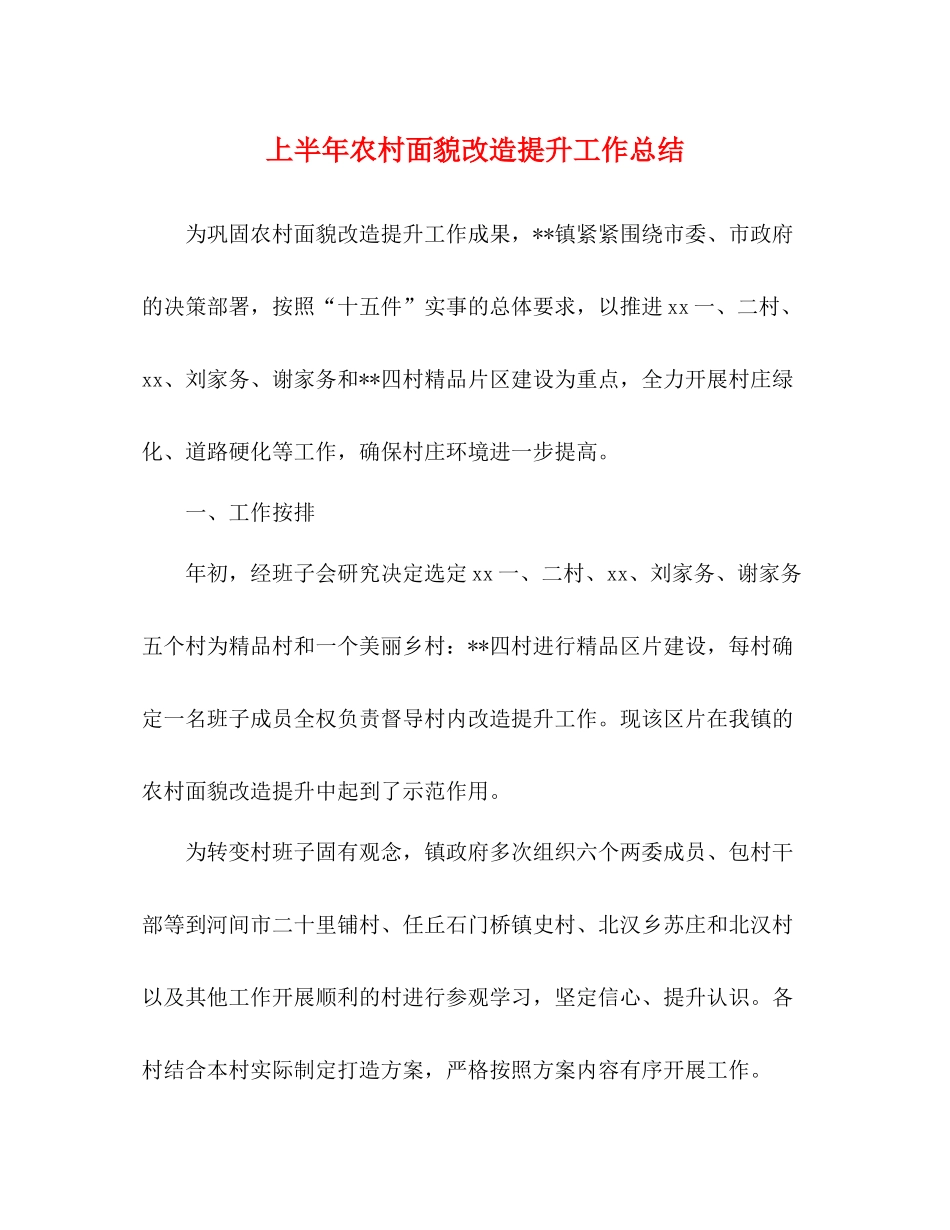 上半年农村面貌改造提升工作总结_第1页