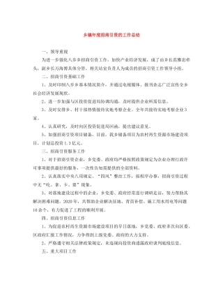 乡镇年度招商引资的工作总结