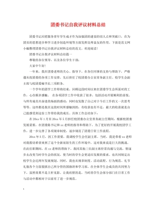 团委书记自我评议材料总结