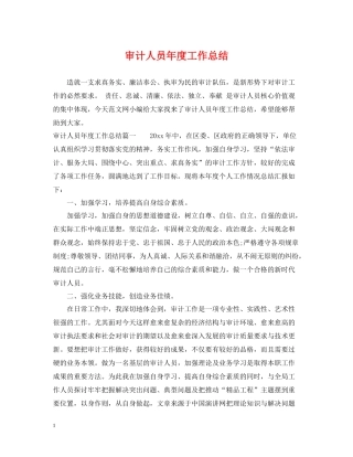 审计人员年度工作总结2