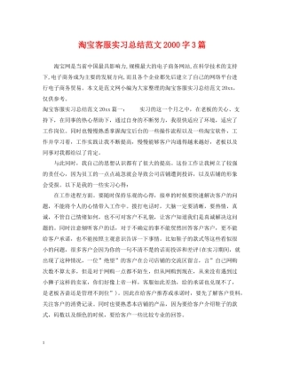淘宝客服实习总结范文字3篇