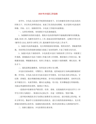2020年少先队工作总结