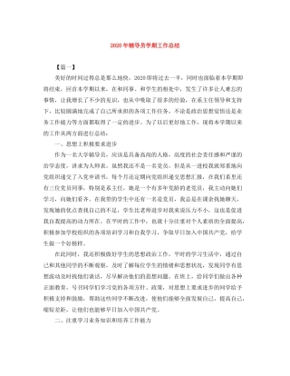 2020年辅导员学期工作总结
