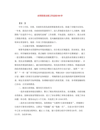 水利局党支部工作总结900字