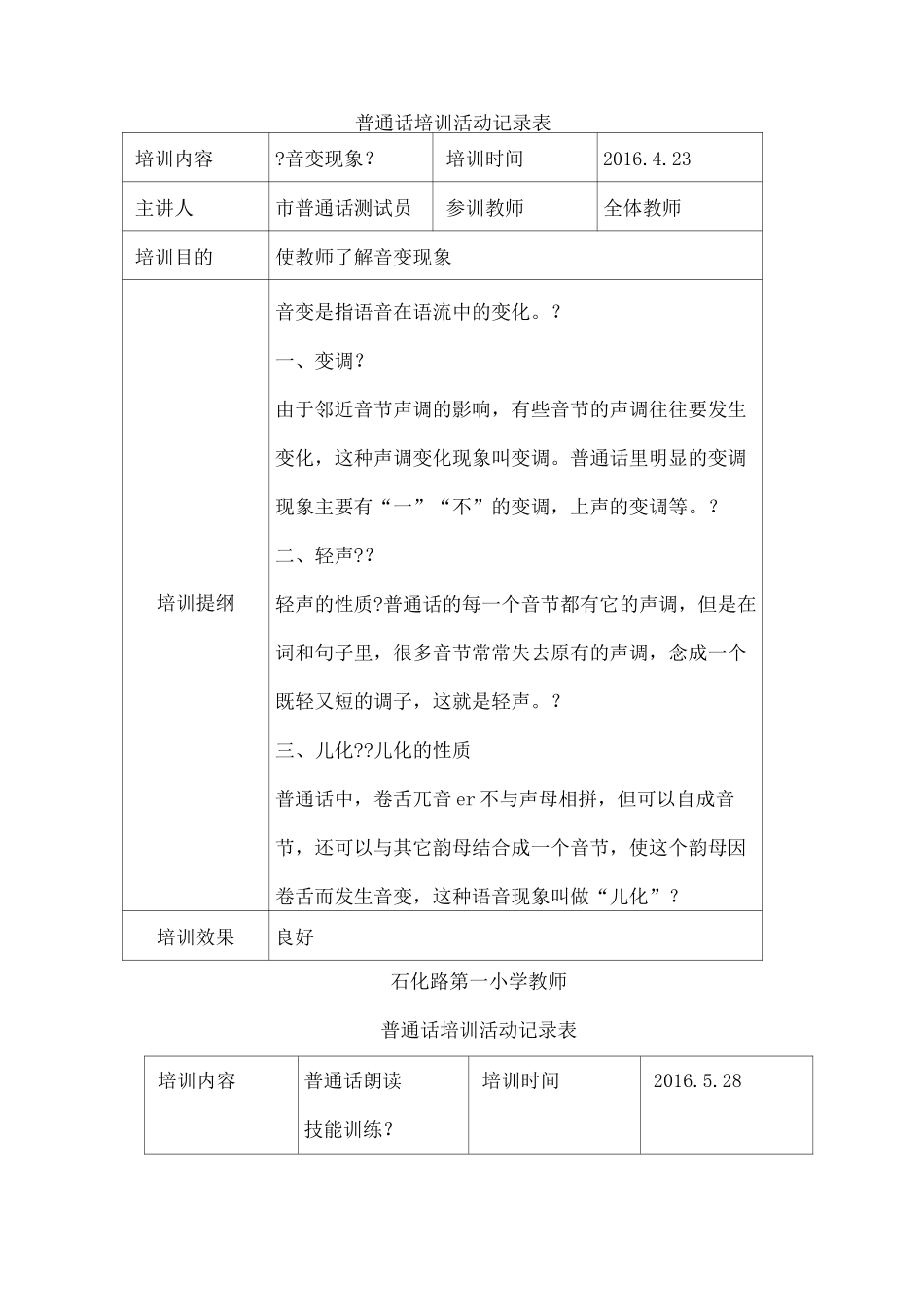 普通话培训记录表_第2页