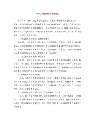 人寿保险年度总结范文