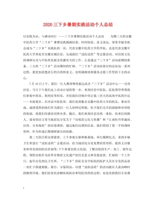三下乡暑期实践活动个人总结